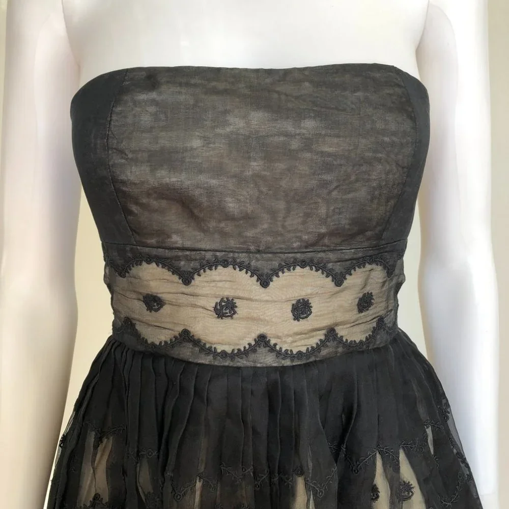 RED Valentino Silk Strapless Dress Black Sz 40, US 2 - Picture 2 of 16